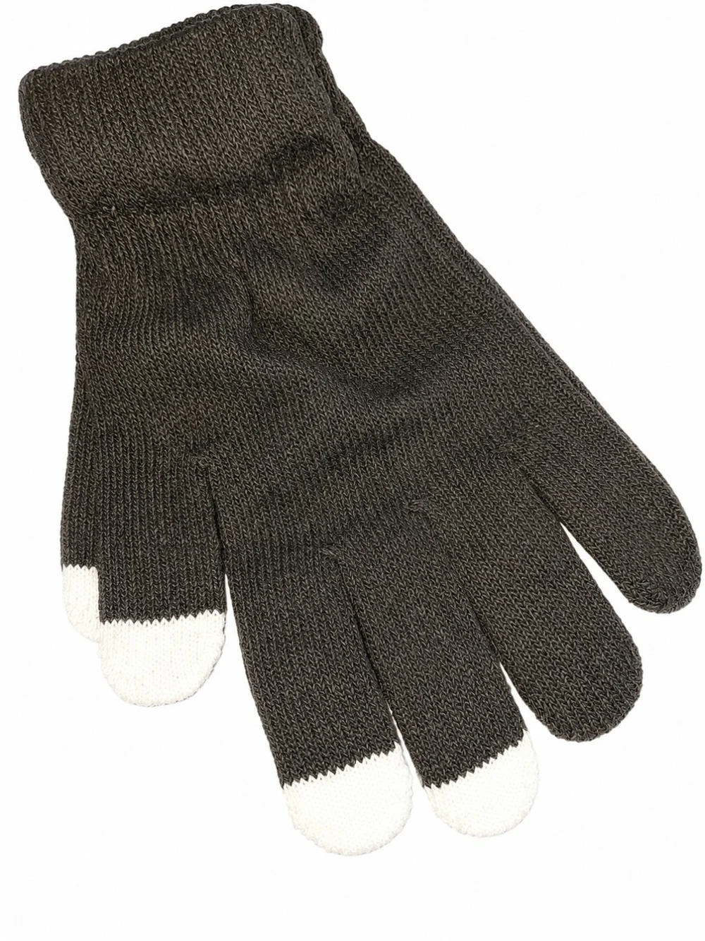 Touchscreen Knit Gloves for Women - Charcoal with White Tips